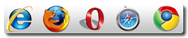 IE8, FireFox, Opera, Safari, Chrome. IE8, FireFox, Opera, Safari, Chrome.
